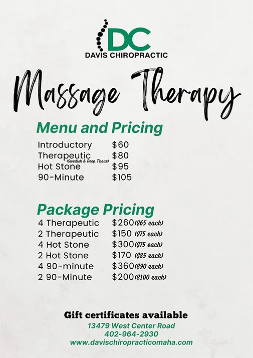 Chiropractic Omaha NE Massage Pricing